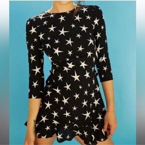 Realisation Par Black Star Print Mini Dress